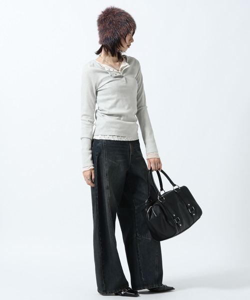 PAGEBOY（ページボーイ）の「ラメカットヘンリー2WAYロングスリーブ（Tシャツ/カットソー・レディース・オフホワイト/シルバー/ブルー・FREE）」の10枚目の写真