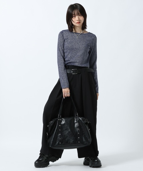 PAGEBOY（ページボーイ）の「ラメカットヘンリー2WAYロングスリーブ（Tシャツ/カットソー・レディース・オフホワイト/シルバー/ブルー・FREE）」の13枚目の写真