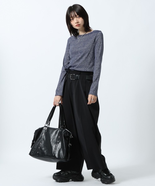 PAGEBOY（ページボーイ）の「ラメカットヘンリー2WAYロングスリーブ（Tシャツ/カットソー・レディース・オフホワイト/シルバー/ブルー・FREE）」の15枚目の写真