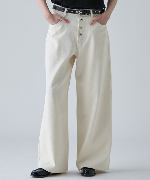 VELNUS（ベルナス）の「【VELNUS】【12oz】Wide Straight Button-Fly Denim Pants /ワイドストレート ボタンフライ デニムパンツ（デニムパンツ・メンズ・ブラック/インディゴブルー/ナチュラル・L/M/S）」の2枚目の写真