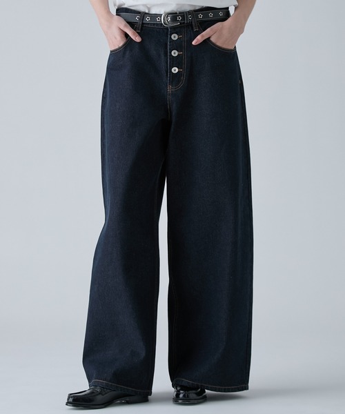 VELNUS（ベルナス）の「【VELNUS】【12oz】Wide Straight Button-Fly Denim Pants /ワイドストレート ボタンフライ デニムパンツ（デニムパンツ・メンズ・ブラック/インディゴブルー/ナチュラル・L/M/S）」の5枚目の写真