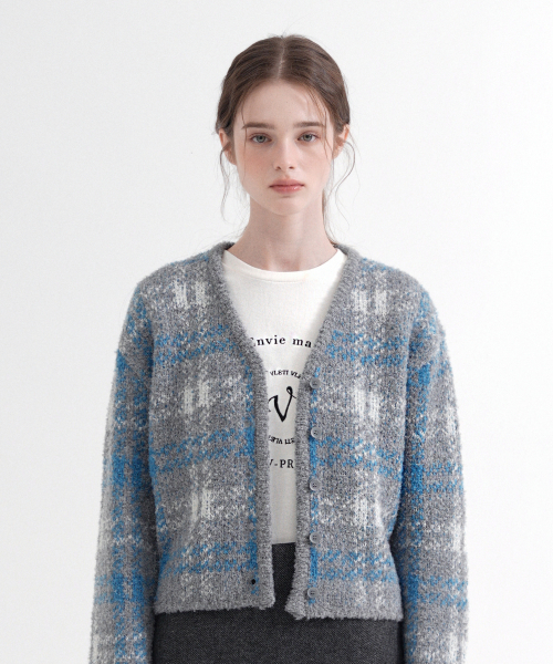 VLETI(ブレッティ)の「Jacquard Recycled Knit Cardigan (gray)(カーディガン/ボレロ・レディース・グレー・FREE)」の1枚目の写真