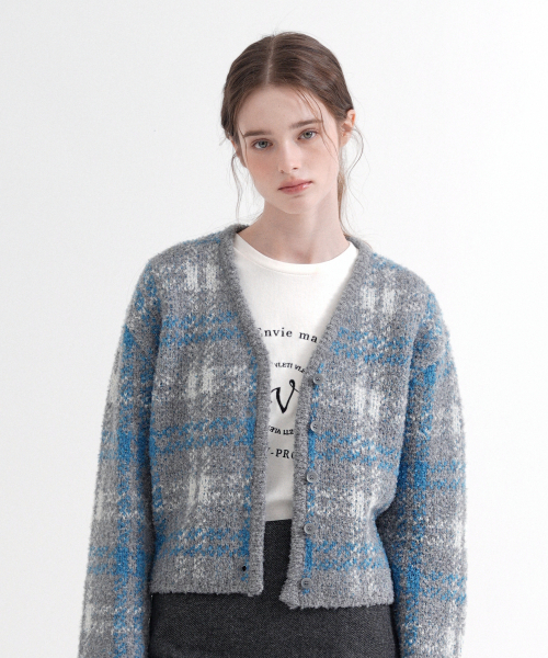 VLETI(ブレッティ)の「Jacquard Recycled Knit Cardigan (gray)(カーディガン/ボレロ・レディース・グレー・FREE)」の2枚目の写真