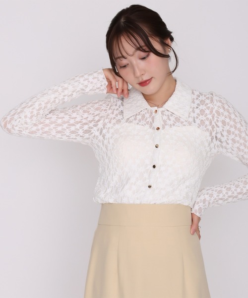MISCH MASCH(ミッシュマッシュ)の「2026秋冬新作 カットレースポロトップス(シャツ/ブラウス・レディース・ホワイト/ブラック・フリ-)」の14枚目の写真