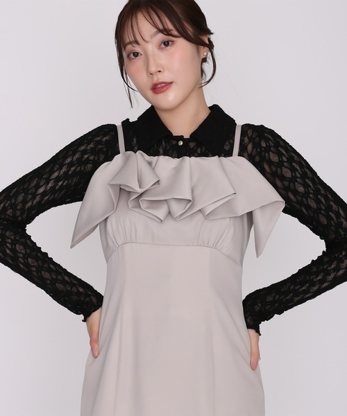 MISCH MASCH(ミッシュマッシュ)の「2026秋冬新作 カットレースポロトップス(シャツ/ブラウス・レディース・ホワイト/ブラック・フリ-)」の6枚目の写真