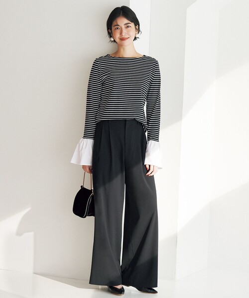 UNFILO(アンフィーロ)の「スタメンワイドパンツ(その他パンツ・レディース・黄土色系/ブラック系/グレー系1・X-LARGE)」の2枚目の写真