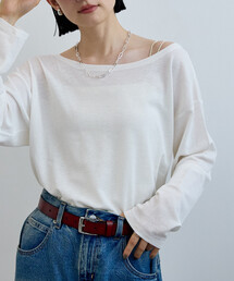 シアーワッフルルーズTシャツ/シアーロンT