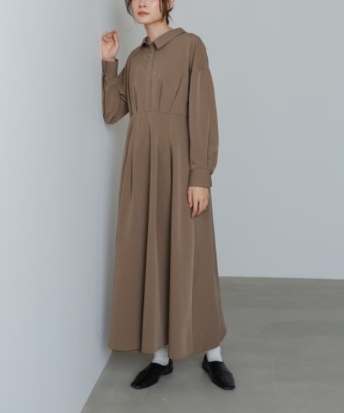 Bab(バブ)の「【選べるサイズ展開】2WAYウエストタックシャツワンピース(シャツワンピース・レディース・チャコールグレー/ブラウン・MEDIUM/SMALL)」の2枚目の写真