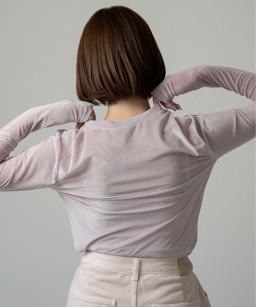 lawgy（ラウジー）の「soft touch lightweight crewneck tops / ソフトタッチライトウェイトクルーネックトップス（Tシャツ/カットソー・レディース・アイボリー/ピンク系/ベージュ系・FREE）」の6枚目の写真
