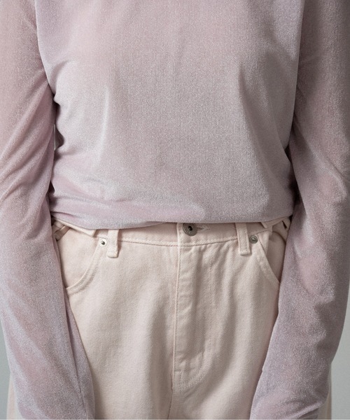 lawgy（ラウジー）の「soft touch lightweight crewneck tops / ソフトタッチライトウェイトクルーネックトップス（Tシャツ/カットソー・レディース・アイボリー/ピンク系/ベージュ系・FREE）」の8枚目の写真