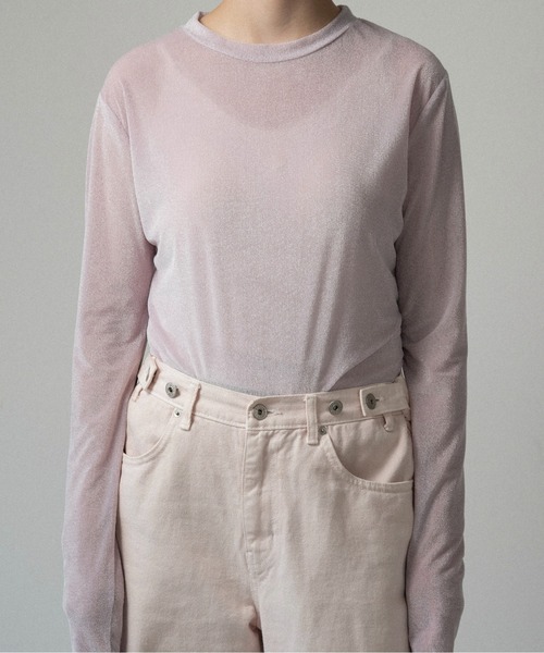 lawgy（ラウジー）の「soft touch lightweight crewneck tops / ソフトタッチライトウェイトクルーネックトップス（Tシャツ/カットソー・レディース・アイボリー/ピンク系/ベージュ系・FREE）」の5枚目の写真