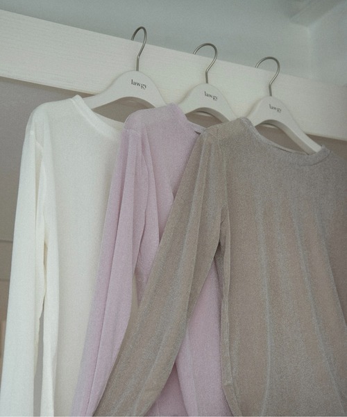 lawgy（ラウジー）の「soft touch lightweight crewneck tops / ソフトタッチライトウェイトクルーネックトップス（Tシャツ/カットソー・レディース・アイボリー/ピンク系/ベージュ系・FREE）」の20枚目の写真