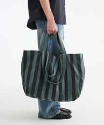 FABREGAT（ファブレガ）の「ロングストライプトートバッグ（セージグリーン）（トートバッグ）」