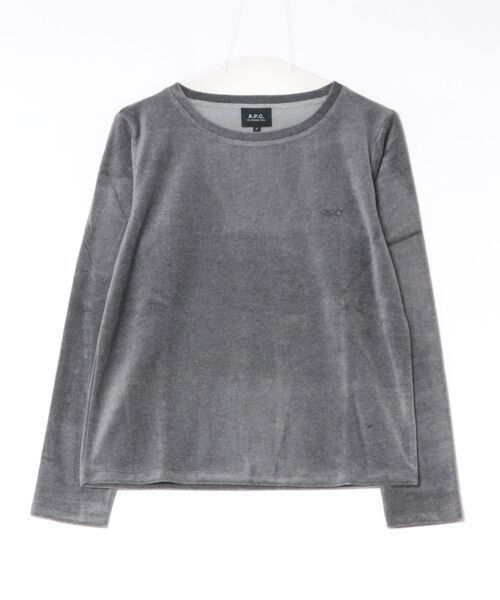 A.P.C.（アーペーセー）の「TOP NOUR（Tシャツ/カットソー・レディース・グレー/ターコイズブルー・S/L）」の2枚目の写真