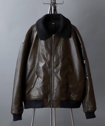 SITRY Synthetic Leather G-1 Flight Jacket/別注 オーバーサイズ フェイクレザー G-1 フライトジャケット ブルゾン