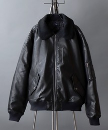 SITRY Synthetic Leather G-1 Flight Jacket/別注 オーバーサイズ フェイクレザー G-1 フライトジャケット ブルゾン