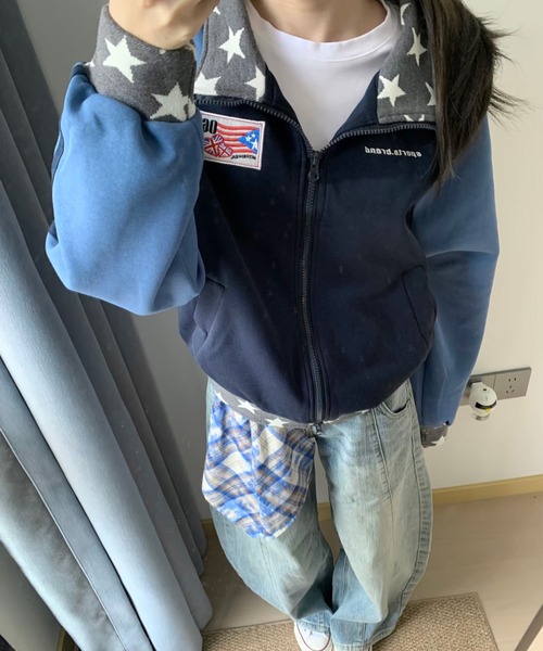 AsheKsha(アシクシャ)の「配色ラグランジップアウター(その他アウター・レディース・ネイビー・M/S)」の6枚目の写真