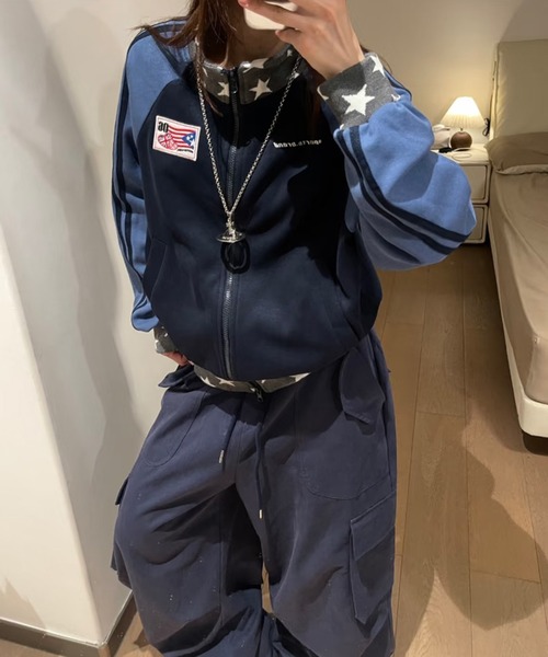 AsheKsha(アシクシャ)の「配色ラグランジップアウター(その他アウター・レディース・ネイビー・M/S)」の11枚目の写真