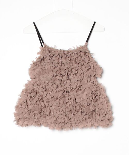 anuke(アンヌーク)の「Tulle Fringe Camisole 62620528(キャミソール・レディース・ベージュ/ブラック・FREE)」の2枚目の写真