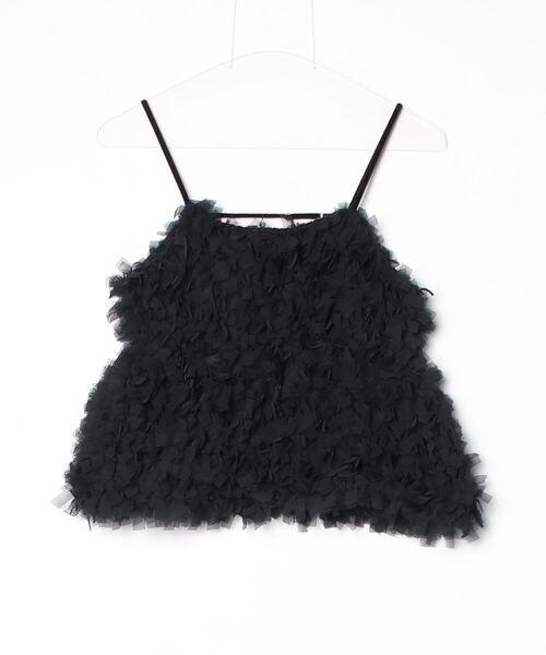 anuke(アンヌーク)の「Tulle Fringe Camisole 62620528(キャミソール・レディース・ベージュ/ブラック・FREE)」の1枚目の写真