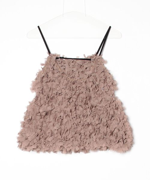 anuke(アンヌーク)の「Tulle Fringe Camisole 62620528(キャミソール・レディース・ベージュ/ブラック・FREE)」の3枚目の写真