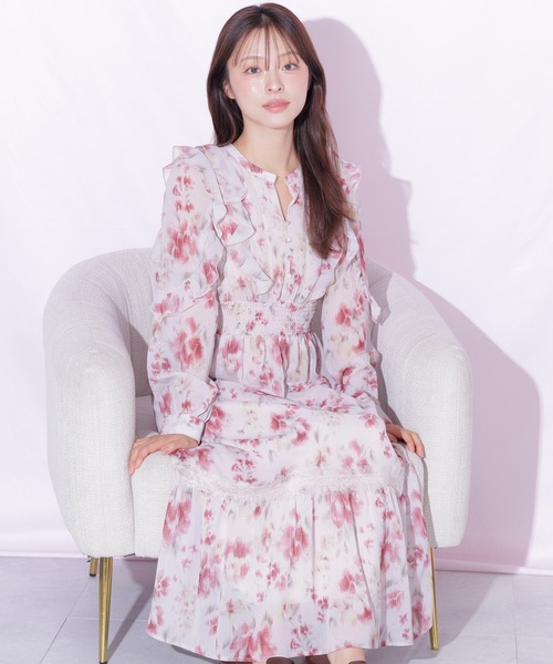 JILL by JILL STUART(ジルバイジルスチュアート)の「レース切り替えフラワーワンピース(ワンピース・レディース・ブルー系その他/レッド系その他/ピンク系その他・FREE)」の1枚目の写真