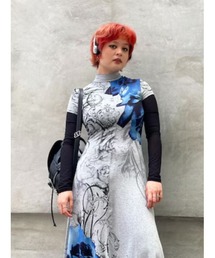 Asymmetry floral knit dress / アシメトリーフローラルニットワンピース