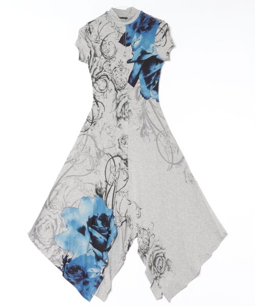 Desigual（デシグアル）の「Asymmetry floral knit dress / アシメトリーフローラルニットワンピース（ワンピース・レディース・ブラック・XS/S/M/L/XL）」の3枚目の写真