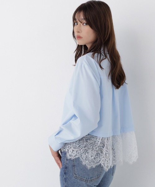 NATURAL BEAUTY BASIC（ナチュラルビューティーベーシック）の「裾レースシャツ（シャツ/ブラウス・レディース・ブルー系その他2/ベージュ系その他/ホワイト系その他・FREE）」の11枚目の写真