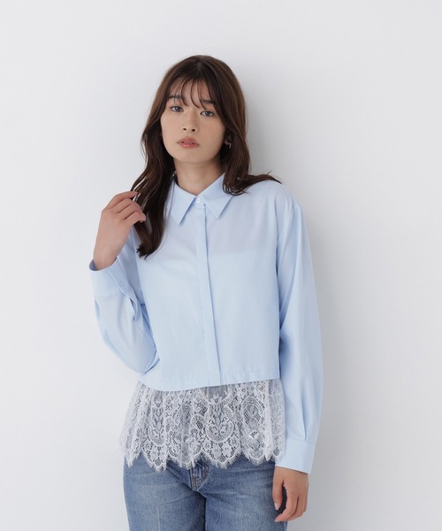 NATURAL BEAUTY BASIC（ナチュラルビューティーベーシック）の「裾レースシャツ（シャツ/ブラウス・レディース・ブルー系その他2/ベージュ系その他/ホワイト系その他・FREE）」の12枚目の写真