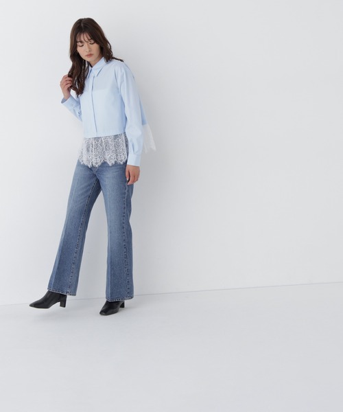 NATURAL BEAUTY BASIC（ナチュラルビューティーベーシック）の「裾レースシャツ（シャツ/ブラウス・レディース・ブルー系その他2/ベージュ系その他/ホワイト系その他・FREE）」の7枚目の写真