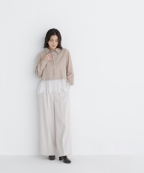 NATURAL BEAUTY BASIC（ナチュラルビューティーベーシック）の「裾レースシャツ（シャツ/ブラウス・レディース・ブルー系その他2/ベージュ系その他/ホワイト系その他・FREE）」の16枚目の写真
