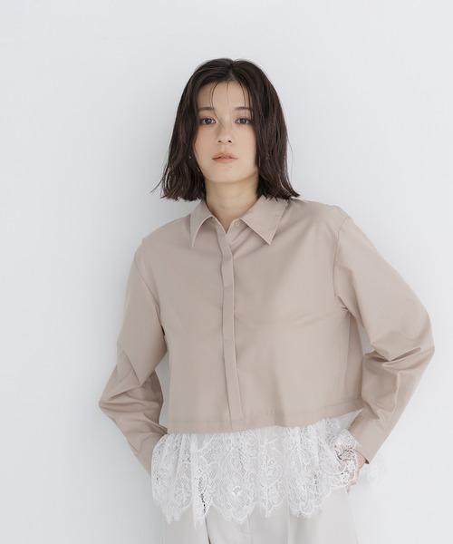 NATURAL BEAUTY BASIC（ナチュラルビューティーベーシック）の「裾レースシャツ（シャツ/ブラウス・レディース・ブルー系その他2/ベージュ系その他/ホワイト系その他・FREE）」の17枚目の写真