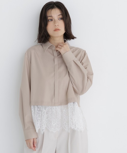 NATURAL BEAUTY BASIC（ナチュラルビューティーベーシック）の「裾レースシャツ（シャツ/ブラウス・レディース・ブルー系その他2/ベージュ系その他/ホワイト系その他・FREE）」の19枚目の写真
