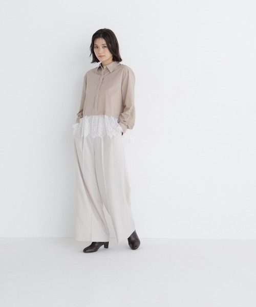 NATURAL BEAUTY BASIC（ナチュラルビューティーベーシック）の「裾レースシャツ（シャツ/ブラウス・レディース・ブルー系その他2/ベージュ系その他/ホワイト系その他・FREE）」の20枚目の写真