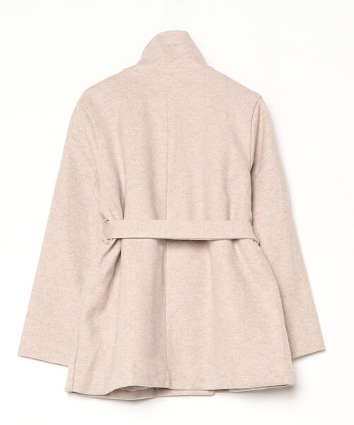 YUGA(ユーガ)の「YUGA_YGMC Korean-style Waist-Ribbon Stand-Neck Half-Coat(ノーカラーコート・レディース・オフホワイト/ベージュ/ダークグレー・FREE)」の4枚目の写真