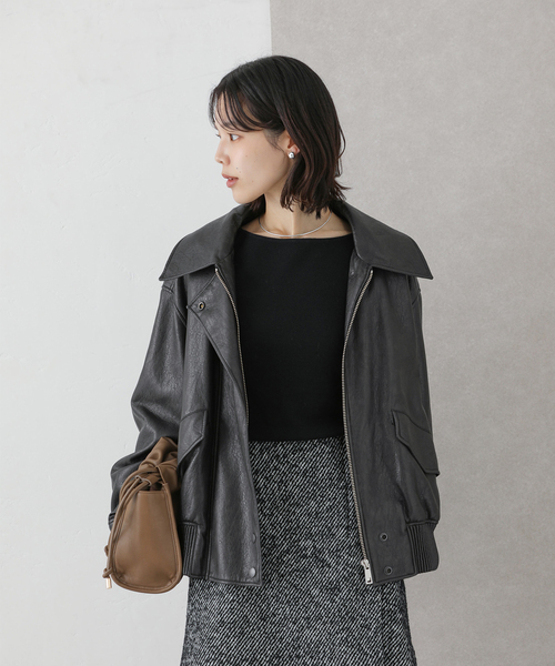 La TOTALITE（ラトータリテ）の「LVIR / ルヴィエール FAUX LEATHER ブルゾン（ブルゾン・レディース・ブラック・FREE）」の17枚目の写真