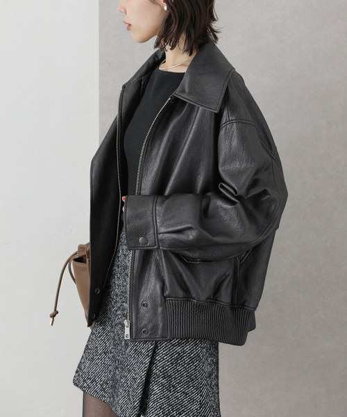 La TOTALITE（ラトータリテ）の「LVIR / ルヴィエール FAUX LEATHER ブルゾン（ブルゾン・レディース・ブラック・FREE）」の19枚目の写真