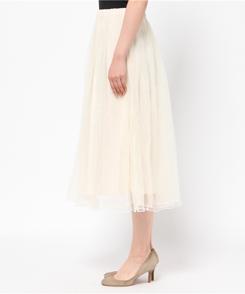 Re:EDIT（リエディ）の「ロング丈ダブルチュールボリュームスカート/シアースカート[Re:EDIT/リエディ]（スカート・レディース・ブラック/アイボリー/カーキ/ネイビー/グレー/ブラウン/モカ・MEDIUM/LARGE）」の9枚目の写真