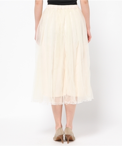 Re:EDIT（リエディ）の「ロング丈ダブルチュールボリュームスカート/シアースカート[Re:EDIT/リエディ]（スカート・レディース・ブラック/アイボリー/カーキ/ネイビー/グレー/ブラウン/モカ・MEDIUM/LARGE）」の10枚目の写真