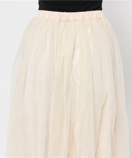 Re:EDIT（リエディ）の「ロング丈ダブルチュールボリュームスカート/シアースカート[Re:EDIT/リエディ]（スカート・レディース・ブラック/アイボリー/カーキ/ネイビー/グレー/ブラウン/モカ・MEDIUM/LARGE）」の12枚目の写真