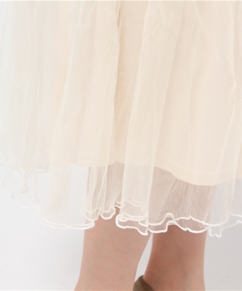 Re:EDIT（リエディ）の「ロング丈ダブルチュールボリュームスカート/シアースカート[Re:EDIT/リエディ]（スカート・レディース・ブラック/アイボリー/カーキ/ネイビー/グレー/ブラウン/モカ・MEDIUM/LARGE）」の16枚目の写真