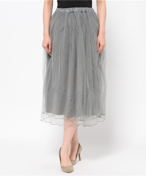 Re:EDIT（リエディ）の「ロング丈ダブルチュールボリュームスカート/シアースカート[Re:EDIT/リエディ]（スカート・レディース・ブラック/アイボリー/カーキ/ネイビー/グレー/ブラウン/モカ・MEDIUM/LARGE）」の19枚目の写真