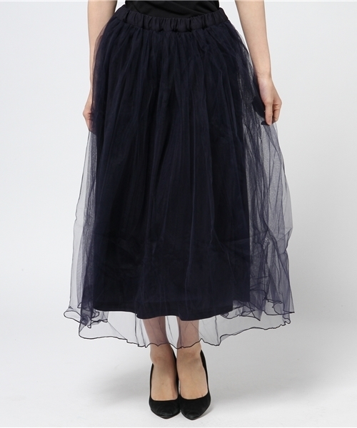 Re:EDIT（リエディ）の「ロング丈ダブルチュールボリュームスカート/シアースカート[Re:EDIT/リエディ]（スカート・レディース・ブラック/アイボリー/カーキ/ネイビー/グレー/ブラウン/モカ・MEDIUM/LARGE）」の20枚目の写真