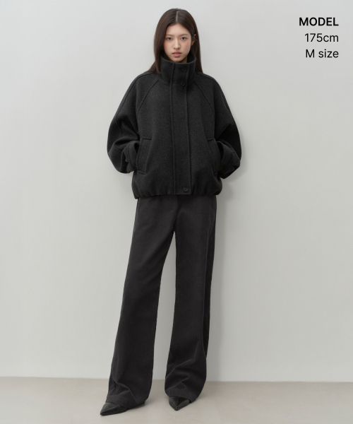 MUSINSA STANDARD WOMAN（ムシンサスタンダードウーマン）の「ウィメンズウールブレンドハイネックブルゾンジャケット[チャコールグレー]（ブルゾン・レディース・その他・MEDIUM/SMALL）」の6枚目の写真
