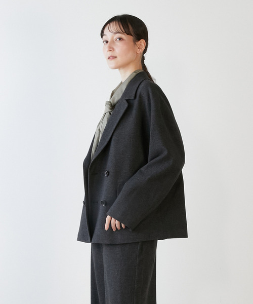LOGEMENT DE CLAIRE(ロジュモンドクレール)の「【LOURMARIN】ダブルブレストジャケット(その他アウター・レディース・ライトグレー/ホワイト×ブラック/ブラウン系その他/チャコールグレー・FREE)」の3枚目の写真