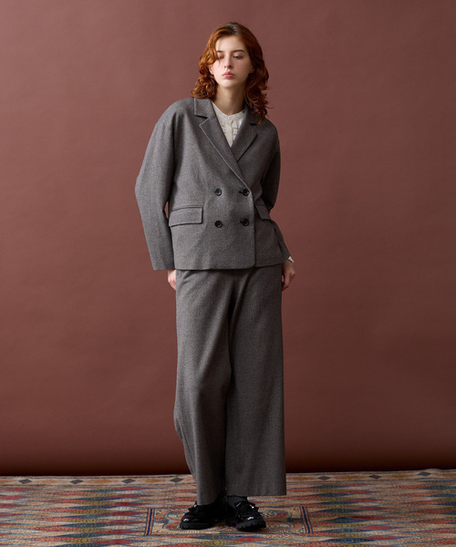 LOGEMENT DE CLAIRE(ロジュモンドクレール)の「【LOURMARIN】ダブルブレストジャケット(その他アウター・レディース・ライトグレー/ホワイト×ブラック/ブラウン系その他/チャコールグレー・FREE)」の5枚目の写真