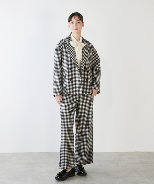 LOGEMENT DE CLAIRE(ロジュモンドクレール)の「【LOURMARIN】ダブルブレストジャケット(その他アウター・レディース・ライトグレー/ホワイト×ブラック/ブラウン系その他/チャコールグレー・FREE)」の20枚目の写真