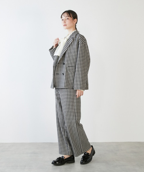 LOGEMENT DE CLAIRE(ロジュモンドクレール)の「【LOURMARIN】ダブルブレストジャケット(その他アウター・レディース・ライトグレー/ホワイト×ブラック/ブラウン系その他/チャコールグレー・FREE)」の19枚目の写真