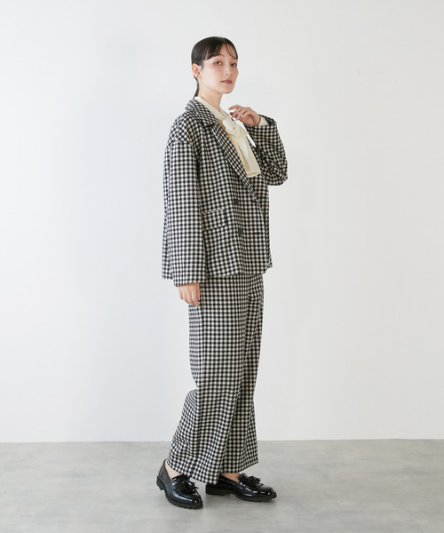 LOGEMENT DE CLAIRE(ロジュモンドクレール)の「【LOURMARIN】ダブルブレストジャケット(その他アウター・レディース・ライトグレー/ホワイト×ブラック/ブラウン系その他/チャコールグレー・FREE)」の15枚目の写真